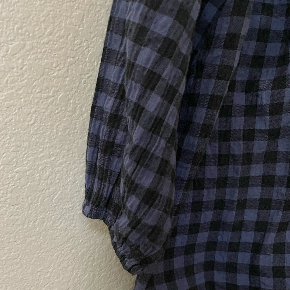 HATCH | The Margot Top Black and Blue Ruffle Collar Gingham Maternity | Size 0 - Picture 4 of 7